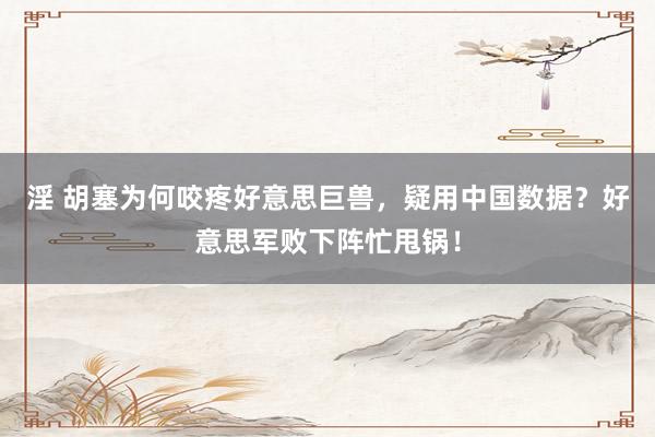淫 胡塞为何咬疼好意思巨兽，疑用中国数据？好意思军败下阵忙甩锅！