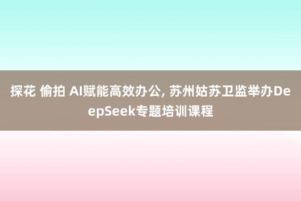 探花 偷拍 AI赋能高效办公, 苏州姑苏卫监举办DeepSeek专题培训课程